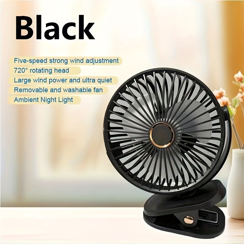 USB Rechargeable Mini Fan with LED Night Light