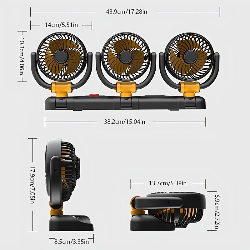 Car-Mounted Three-Head Fan
