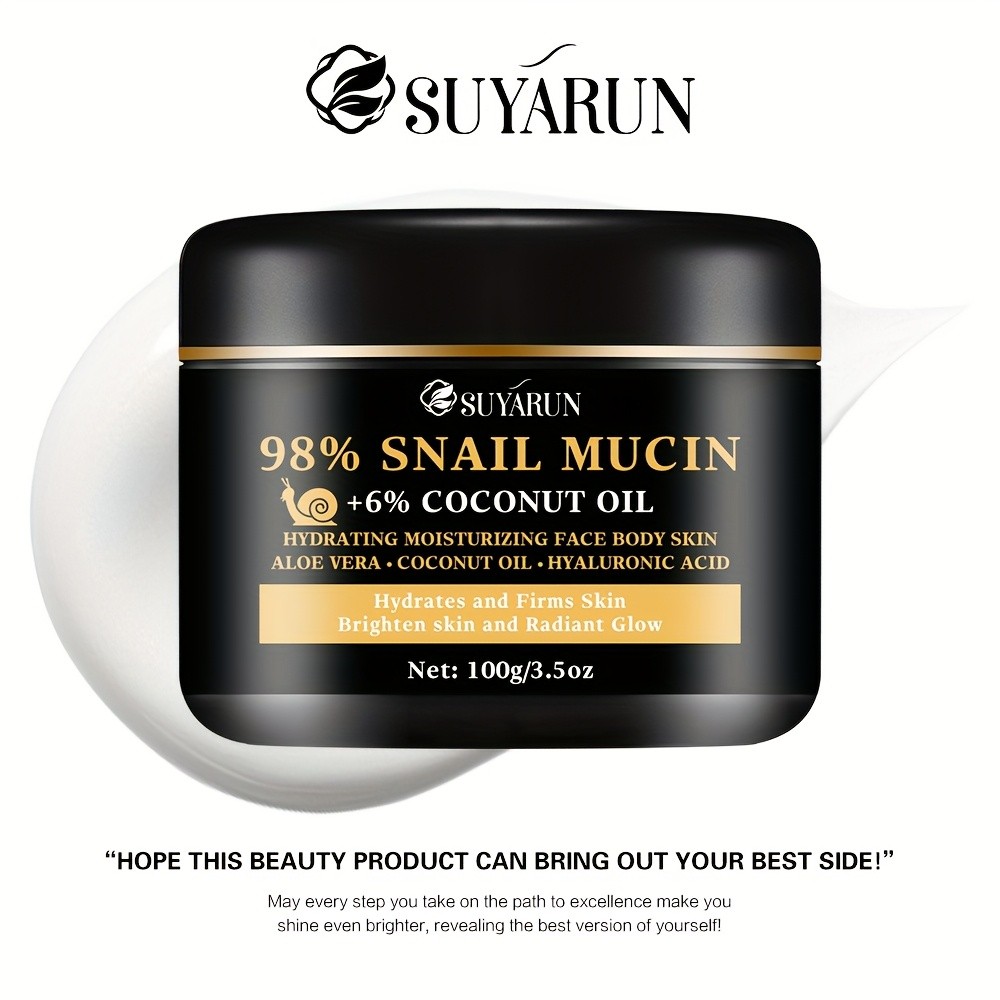 SUYARUN 98% Snail Mucin Coconut Oil Cream with Hyaluronic Acid & Aloe Vera