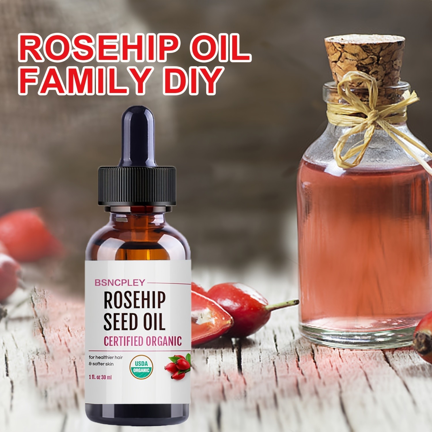 BSNCPLEY Pure, Natural Cold-Pressed Rosehip Seed Oil