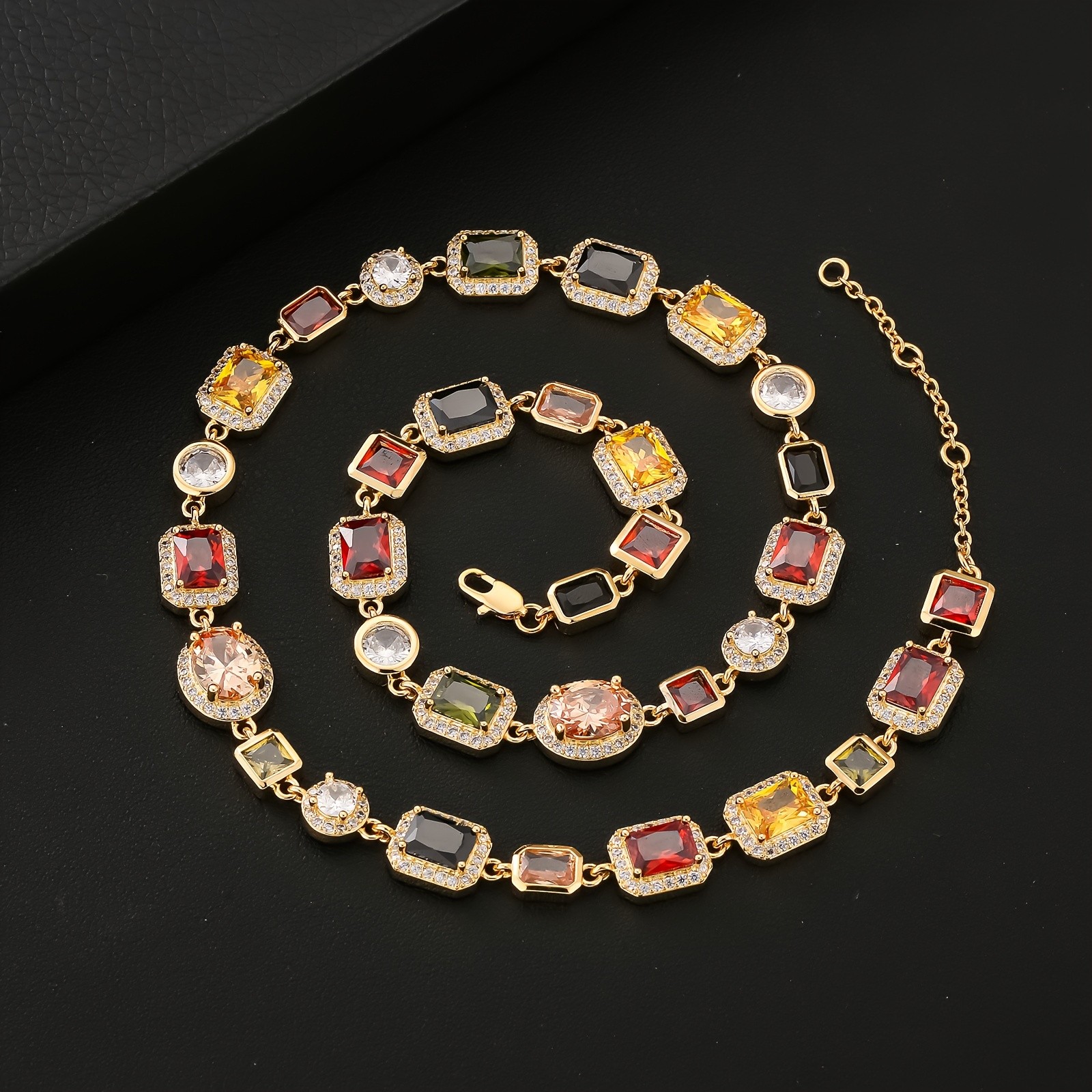 ICED CHICS 10mm Colorful Rainbow Gem Chain Necklace