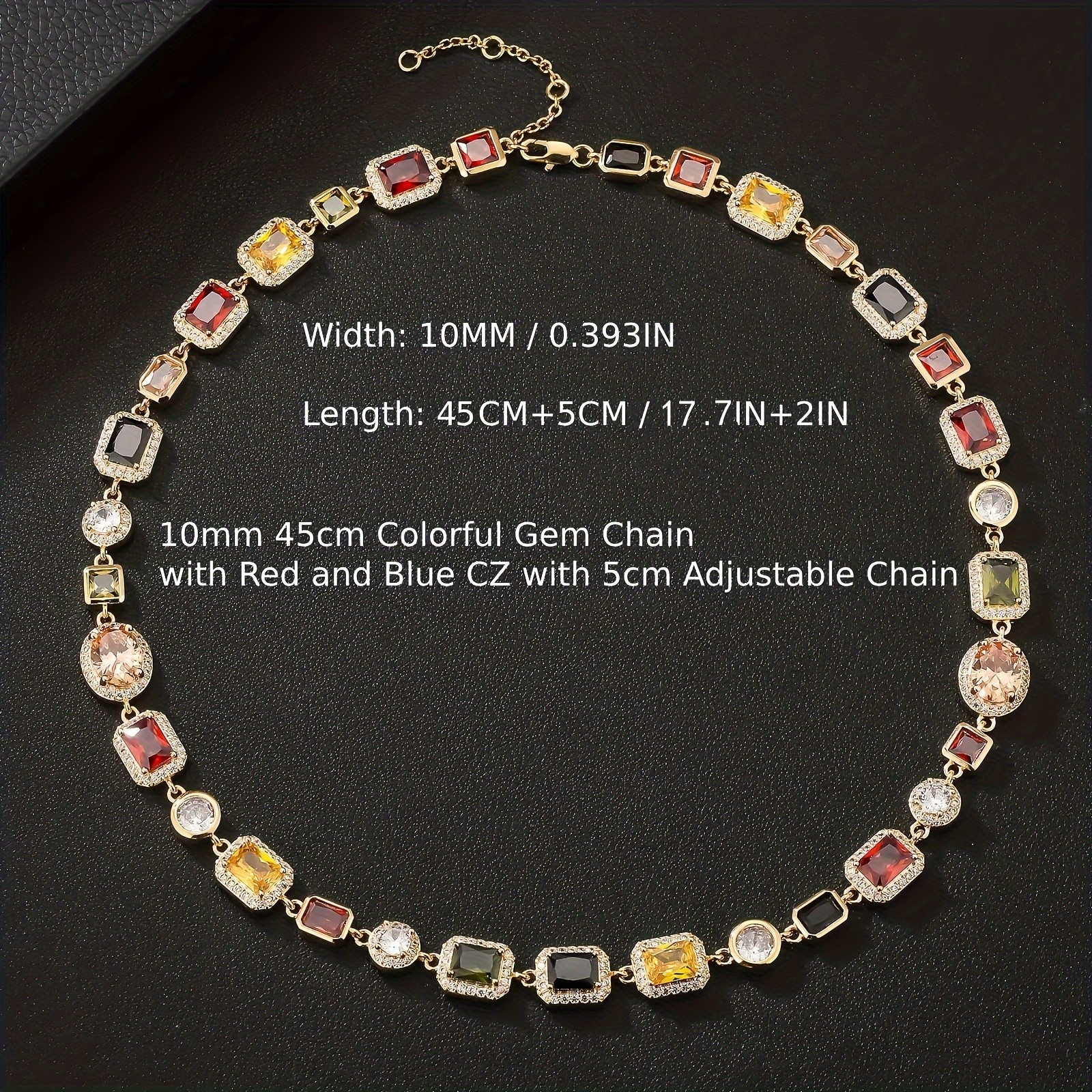 ICED CHICS 10mm Colorful Rainbow Gem Chain Necklace