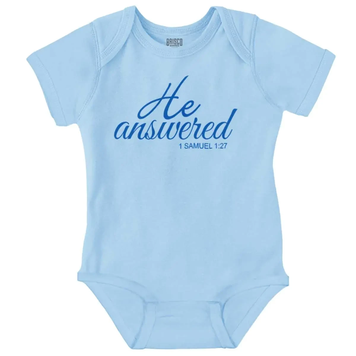 Brisco Brands He Answered Samuel 1:17 Christian Baby Bodysuit Jumper Girls