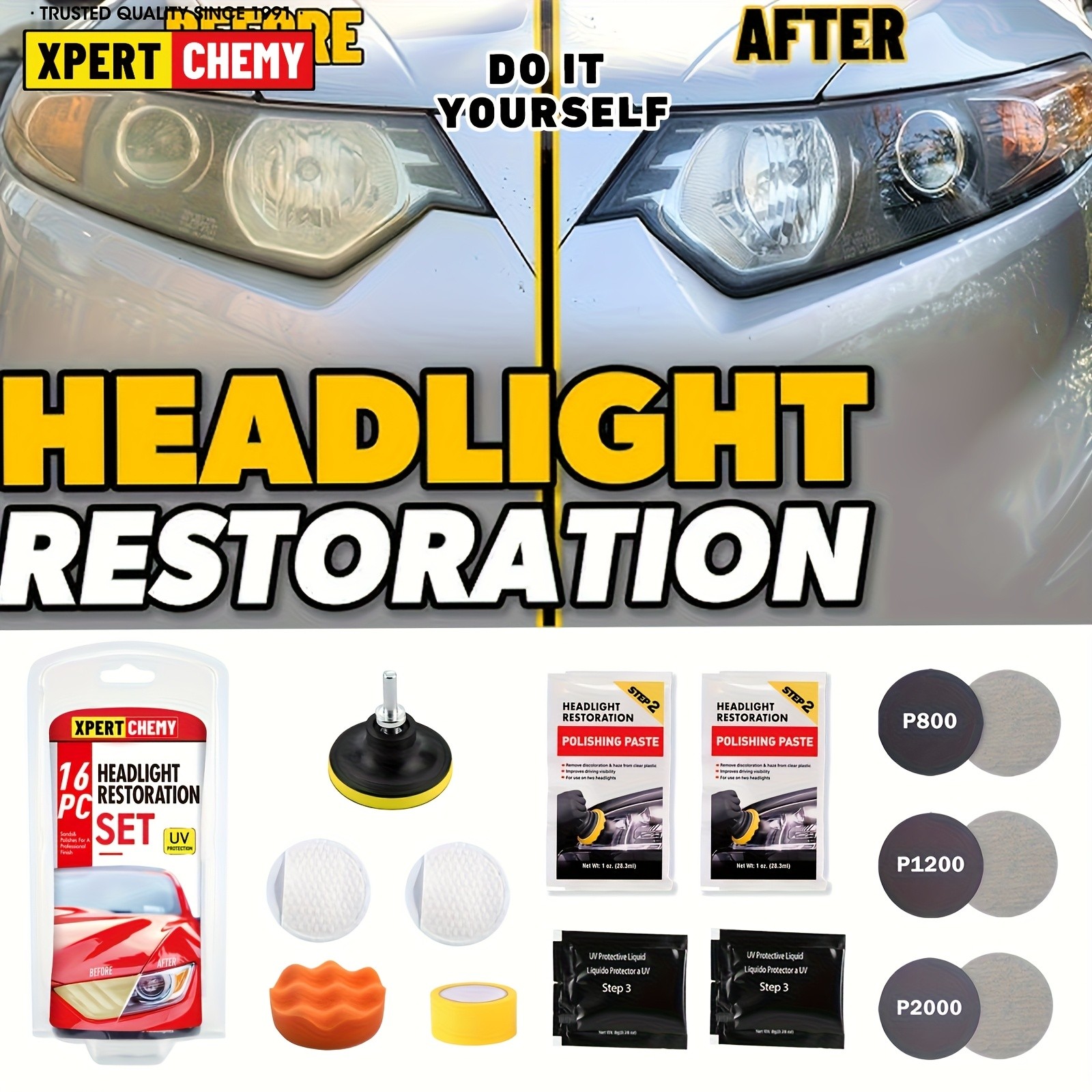 XPERTCHEMY Headlight Restoration Kit